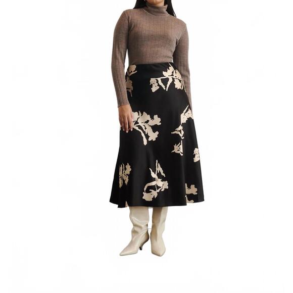 NEW TANYA TAYLOR beth skirt in dark fig/cream multi - Picture 5 of 6